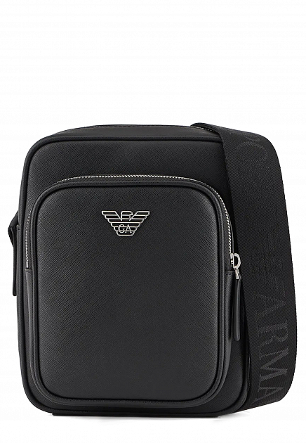 Черная сумка через плечо с накладным карманом EMPORIO ARMANI