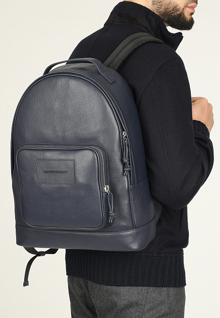 Синий рюкзак с накладным карманом EMPORIO ARMANI