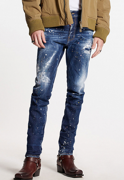 Зауженные джинсы с эффектом потертости  DSQUARED2