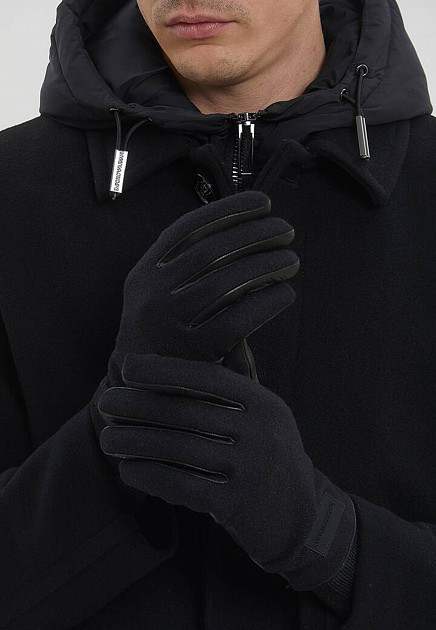 Перчатки EMPORIO ARMANI  - Кожа - цвет черный