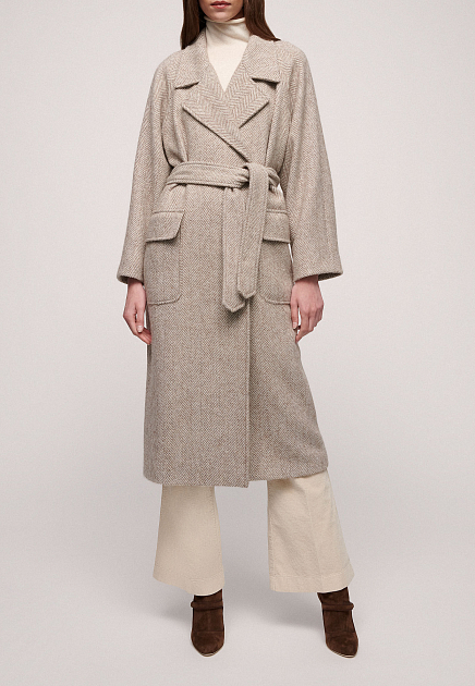 Пальто из смеси шерсти и альпаки с поясом LUISA SPAGNOLI - ИТАЛИЯ