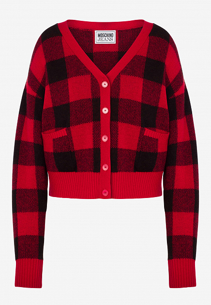 Укороченный кардиган с узором Buffalo Check MOSCHINO JEANS