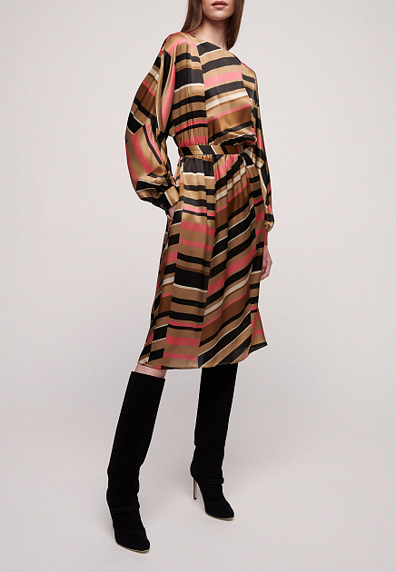 Платье из вискозы с асимметричными полосками LUISA SPAGNOLI
