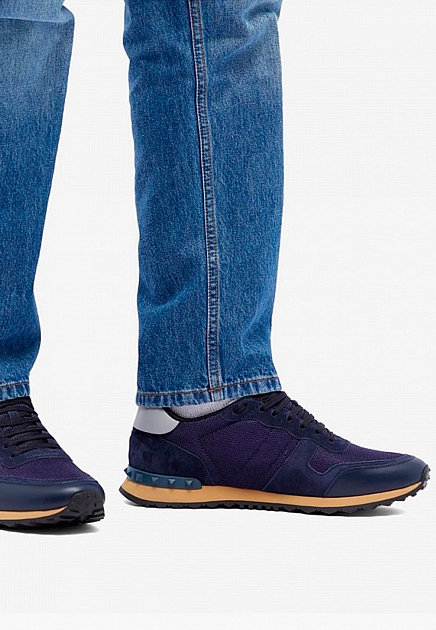 Синие комбинированные кроссовки  VALENTINO