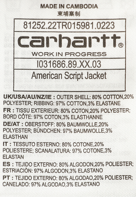 Толстовка из плотного хлопчатобумажного поли-джерси CARHARTT WIP - США