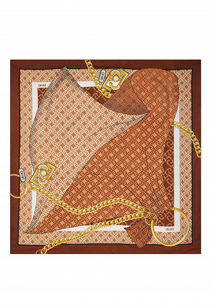 Бежевый платок с логотипом LIU JO