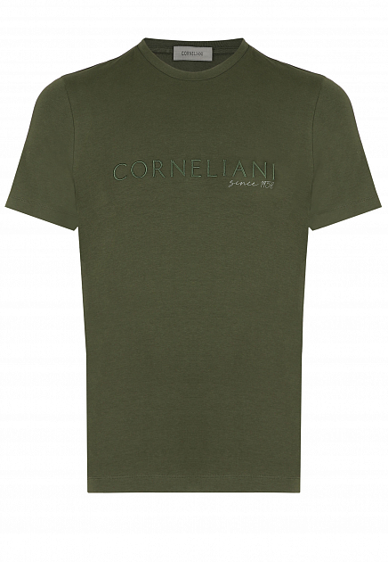 Хлопковая футболка с вышитым логотипом  CORNELIANI