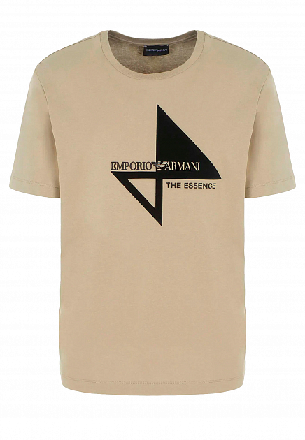 Хлопковая футболка с принтом EMPORIO ARMANI
