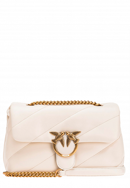 Белая стеганая сумка с золотистой пряжкой Love Birds PINKO