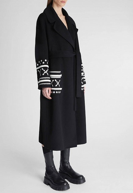 Пальто из смесовой шерсти с вышивкой  ERMANNO FIRENZE - ИТАЛИЯ