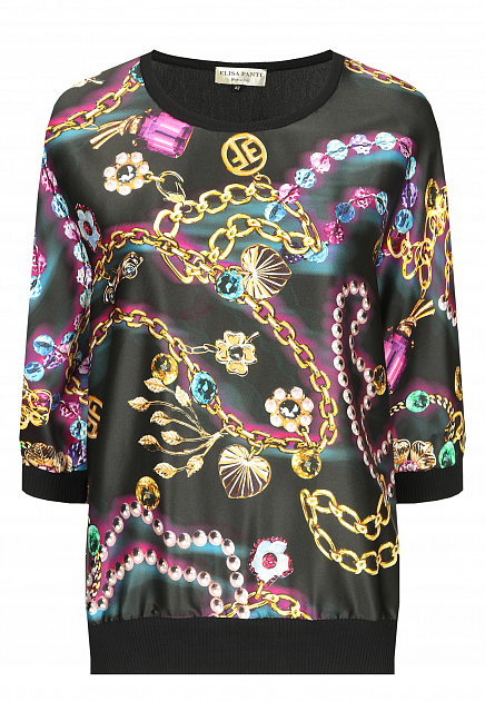 Комбинированная шёлковая блуза ELISA FANTI