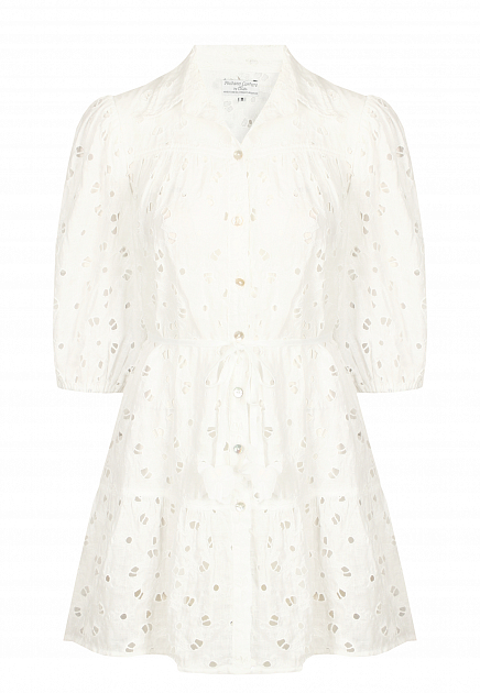 Льняное платье-рубашка с вышивкой сангалло  POSITANO COUTURE BY BLITZ
