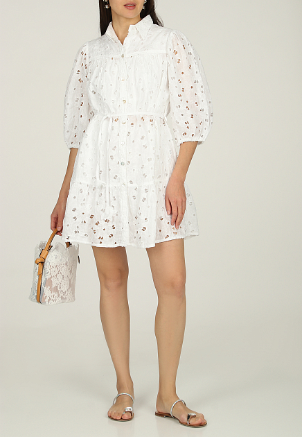 Льняное платье-рубашка с вышивкой сангалло  POSITANO COUTURE BY BLITZ - ИТАЛИЯ