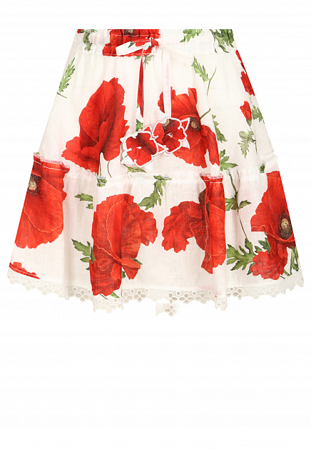 Льняная мини-юбка с принтом Poppy POSITANO COUTURE BY BLITZ