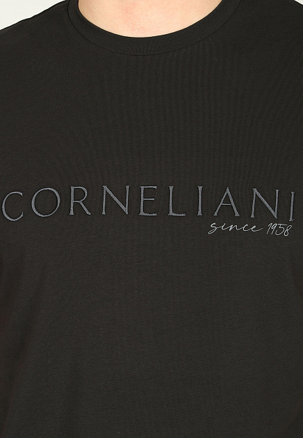 Хлопковая футболка с вышитым логотипом CORNELIANI