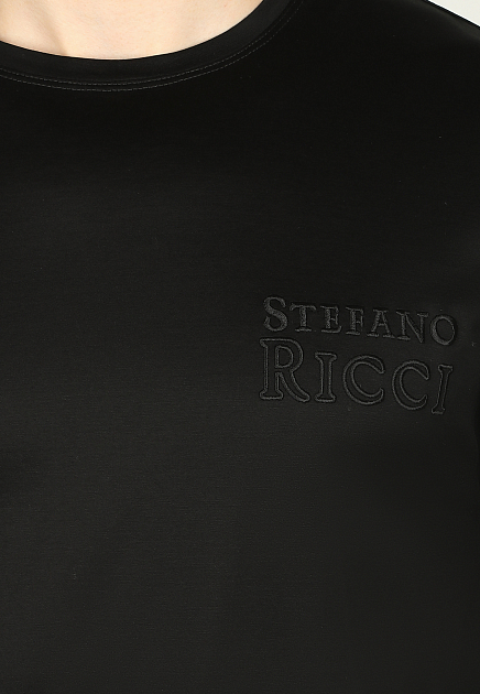 Футболка из мерсеризованного хлопка с логотипом STEFANO RICCI