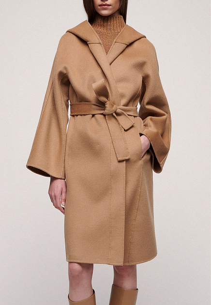 Пальто в стиле халата из смесовой шерсти LUISA SPAGNOLI