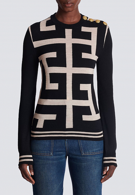 Пуловер BALMAIN  - Меринос - цвет черный
