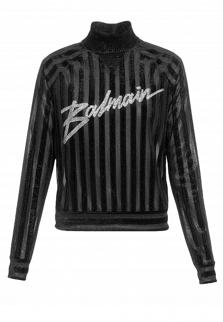 Джемпер с логотипом из страз BALMAIN