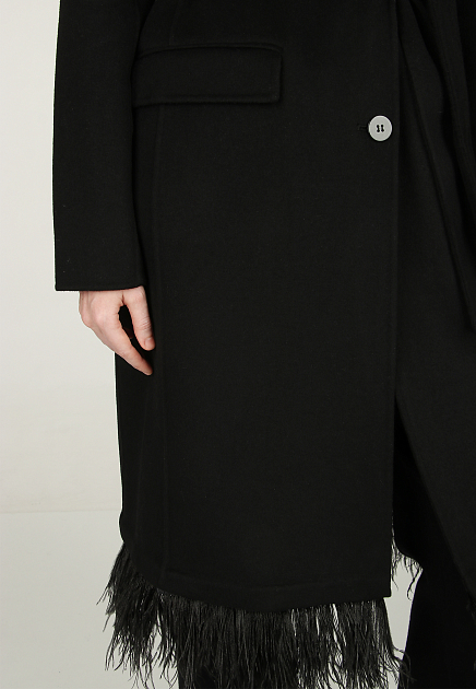 Пальто из двухлицевой шерсти с перьями TWINSET Milano