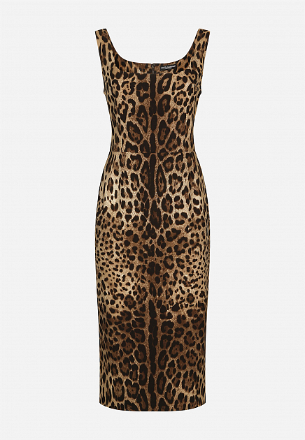 Шелковое платье с леопардовым принтом DOLCE&GABBANA