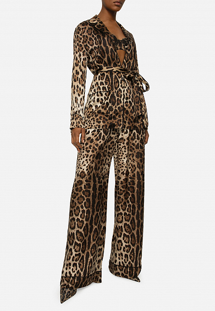 Широкие брюки с леопардовым принтом DOLCE&GABBANA - ИТАЛИЯ