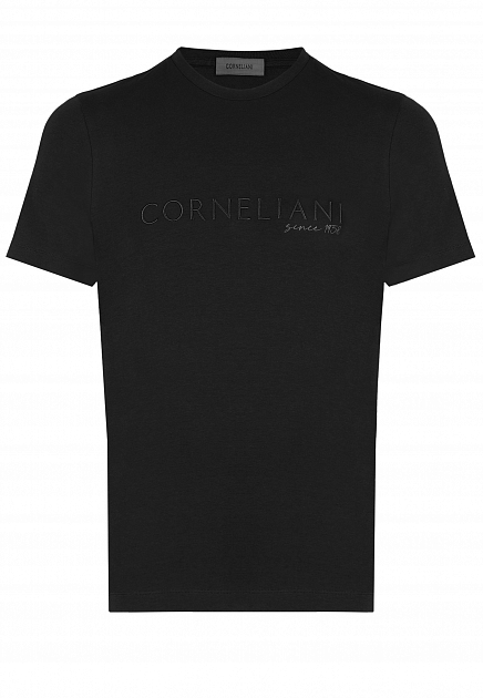 Хлопковая футболка с вышитым логотипом CORNELIANI