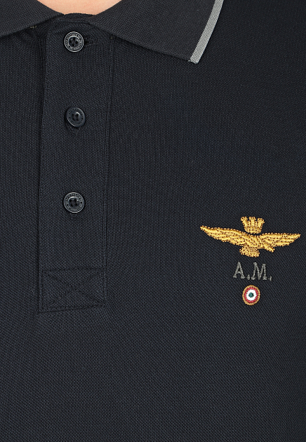 Рубашка-поло из хлопка с вышитым логотипом AERONAUTICA MILITARE - ИТАЛИЯ