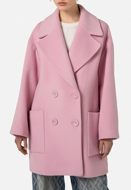 Пальто ELISABETTA FRANCHI  - Шерсть - цвет розовый