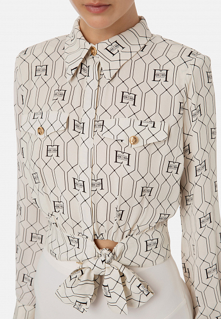 Короткая блуза из вискозы с принтом ELISABETTA FRANCHI - ИТАЛИЯ