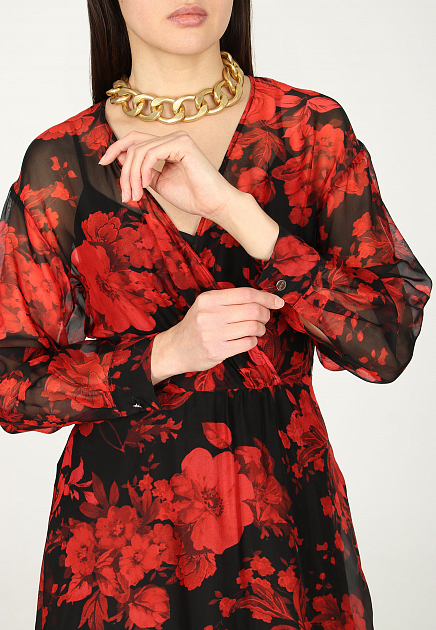 Платье из смесового шелка с цветочным принтом LIU JO