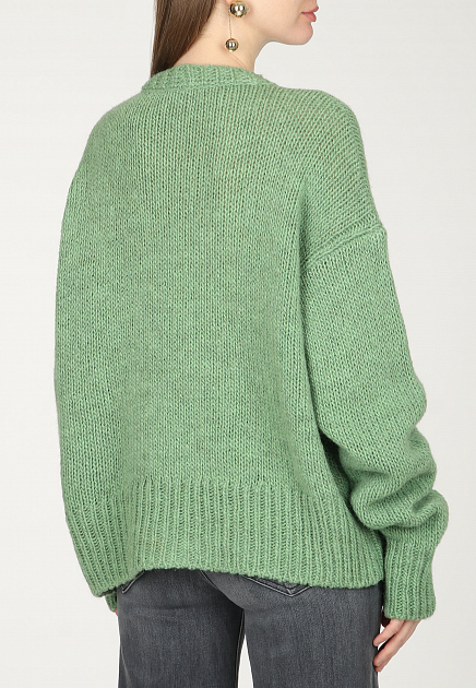 Пуловер N21  - Шерсть - цвет зеленый