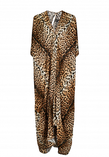 Платье свободного кроя с принтом Leopard ROBERTO CAVALLI