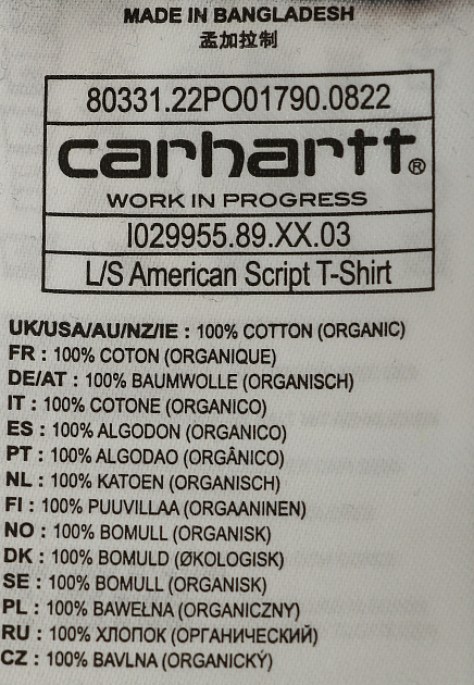 Лонгслив из хлопка с логотипом  CARHARTT WIP - США