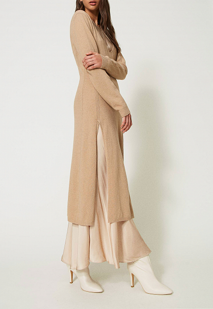 Платье TWINSET Milano  - Вискоза, Полиамид, Шерсть - цвет коричневый