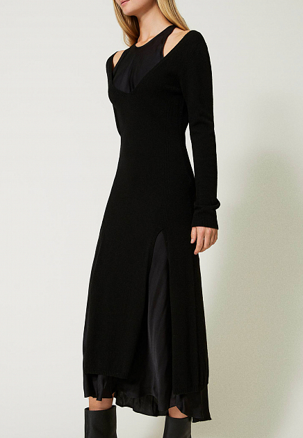 Платье TWINSET Milano  - Вискоза, Полиамид, Шерсть - цвет черный