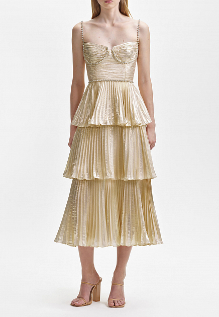 Многоярусное платье с металлическим блеском SELF-PORTRAIT