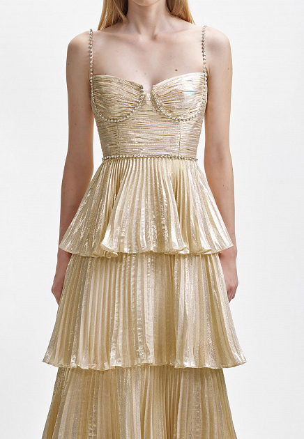 Платье SELF-PORTRAIT  - Вискоза, Люрекс - цвет золотой