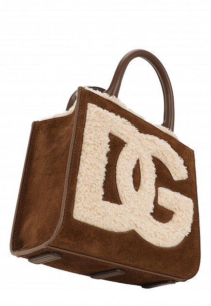 Мини-шоппер DG Daily из замши и искусственного меха с логотипом DG DOLCE&GABBANA