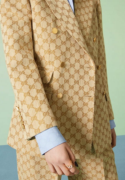 Двубортный пиджак с орнаментом GG GUCCI - ИТАЛИЯ