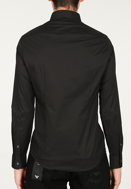 Рубашка из хлопка с логотипированной строчкой EMPORIO ARMANI - ИТАЛИЯ