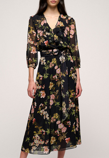 Платье из шёлка с цветочным принтом  LUISA SPAGNOLI