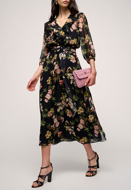 Платье из шёлка с цветочным принтом  LUISA SPAGNOLI - ИТАЛИЯ