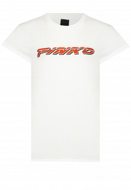 Удлиненная футболка из хлопкового джерси с принтом PINKO