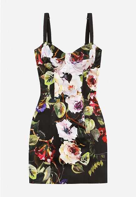 Платье мини с цветочным принтом  DOLCE&GABBANA