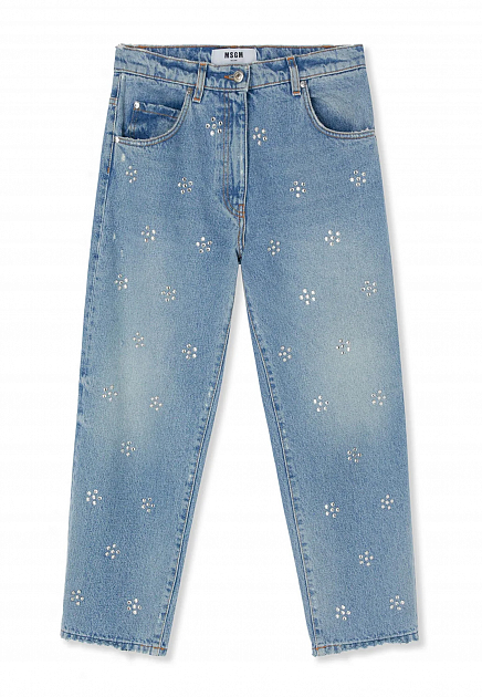Укороченные джинсы со стразами  MSGM