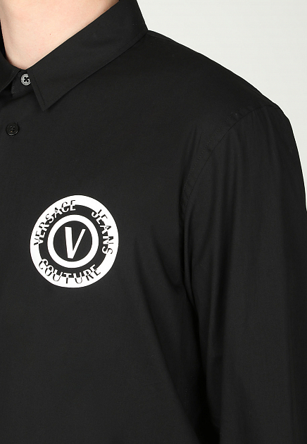 Хлопковая рубашка с логотипом VERSACE JEANS COUTURE