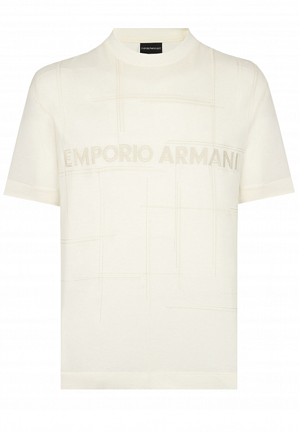 Футболка с вышитым логотипом EMPORIO ARMANI