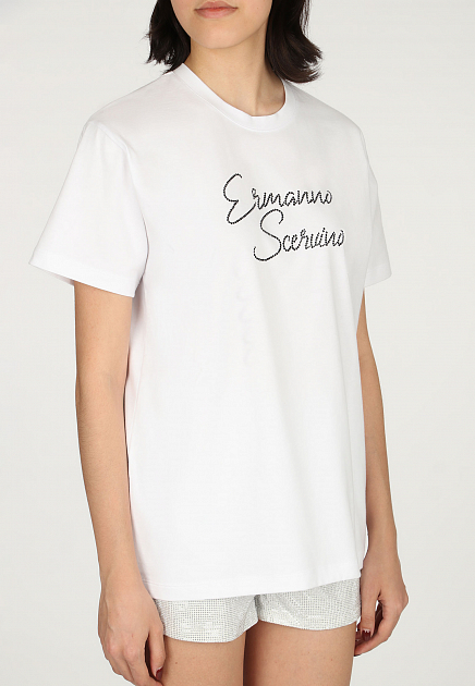 Хлопковая футболка с логотипом ERMANNO SCERVINO