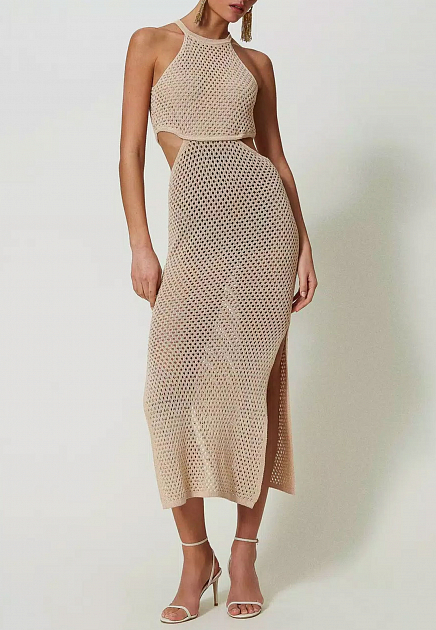 Платье из смесового льна в сеточку TWINSET Milano